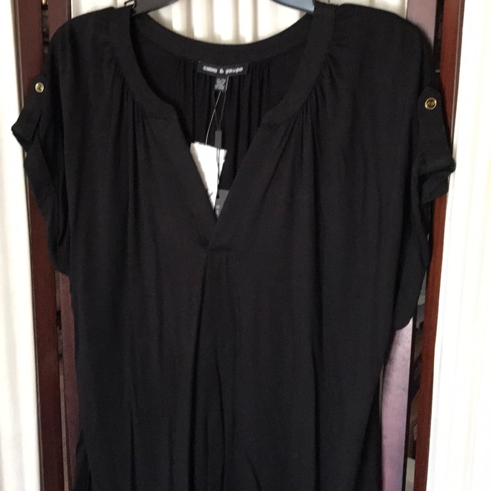Cable&Gauge black top blouse tee Sz XL NWT